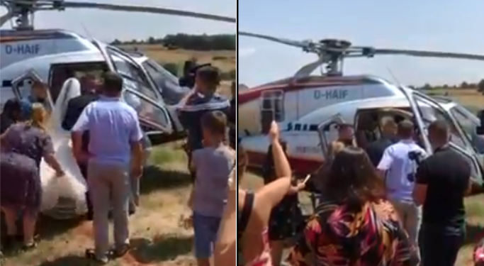 Në Malishevë e marrin nusen me helikopter