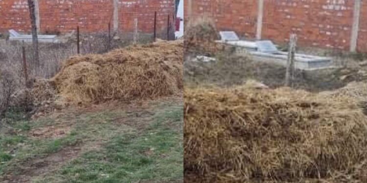 Gjest i shëmtuar: Në Drenas dikush plehun e bagëtive e hedh tek varrezat (Pamje)