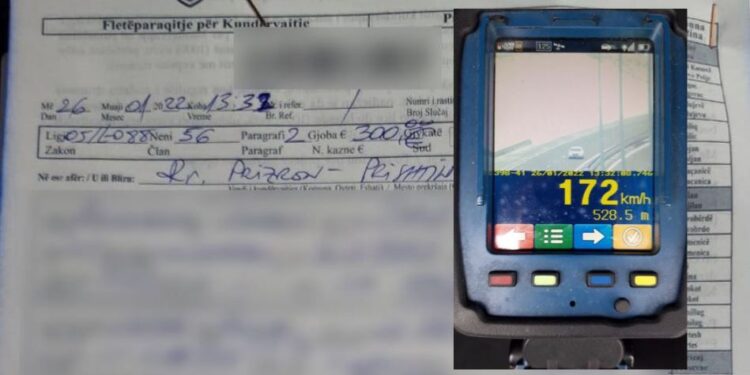 Voziti 172 kilometra në orë, kjo gjobë e priti qytetarin