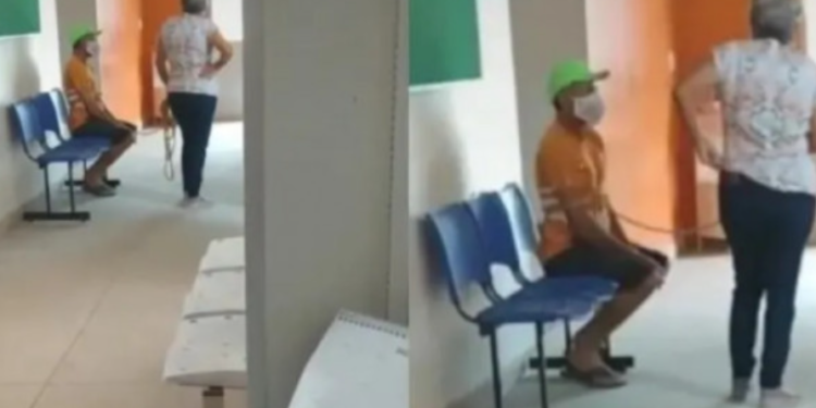 E çuditshme: Gruaja lidh burrin me litar dhe e çon në qendrën e vaksinimit