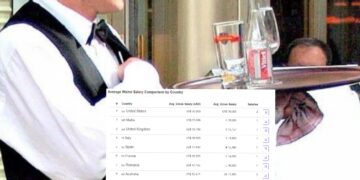 Sa paguhet kamarieri në vende të ndryshme të botës?