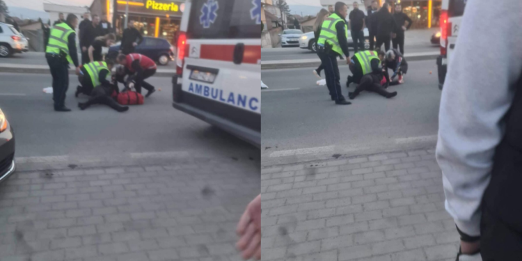 Vetura godet këmbësoren në Vushtrri, policia e ambulanca në vendngjarje (Foto)