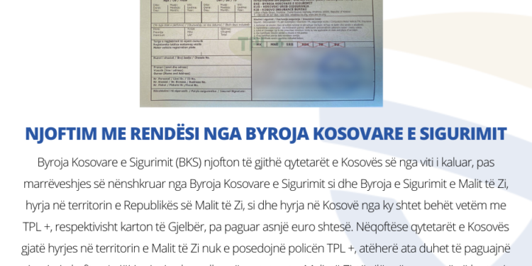 Njoftim me rëndësi nga Byroja Kosovare e Sigurimit