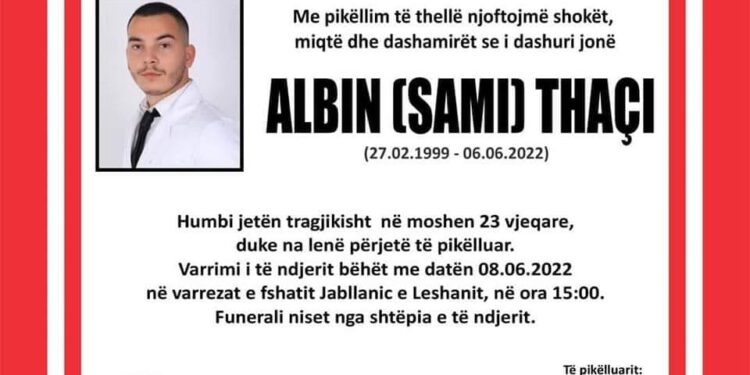 Nesër varroset 23 vjeçari që vdiq tragjikisht në Pejë