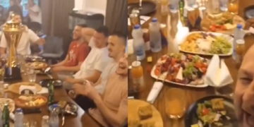 Trajneri me ekipin e Yllit e festojnë titullin me këngën “Sve Je Laz” të Dino Merlinit