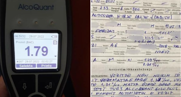 Po vozisnin në gjendje të dehur, policia gjobit 5 shoferë dhe ua ndalon vozitjen deri në një vit