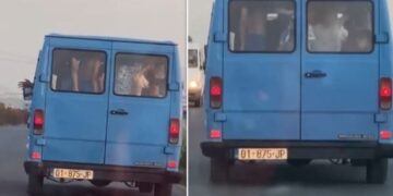 ‘Një mbi një’ – Furgoni me targa të Kosovës ia mësyn Golemit me plot pasagjerë