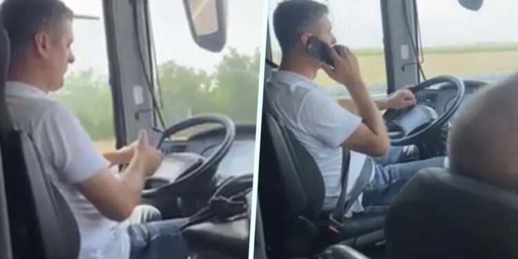 Çmenduri: Shoferi i “Barileva Turist” rrezikon mërgimtarët, vozit me telefon në rrugën Gjermani-Kosovë