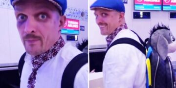 Usyk shfaqet në aeroport me sy të mavijosur dhe me lodrën që ia dha e bija