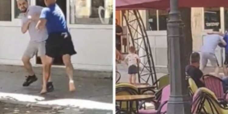 Dy politikanë serbë rrihen për Kosovën në mes të qytetit