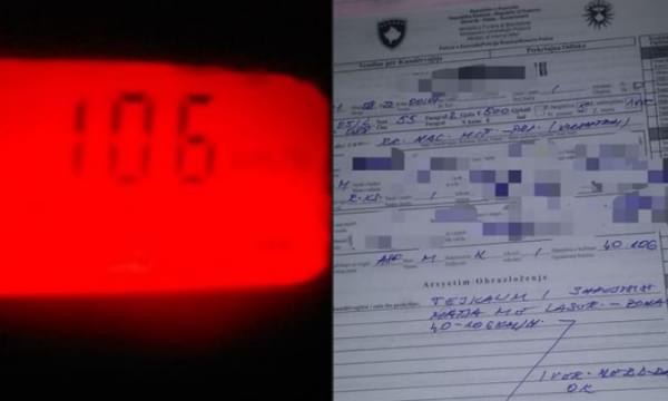 Në zonën e 40 km/h voziti 106 km/h, shoferit në Mitrovicë i merret leja