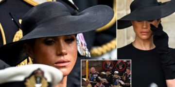 Meghan Markle nuk mund t’i ndalë lotët gjatë varrimit të Mbretëreshës Elizabeth II