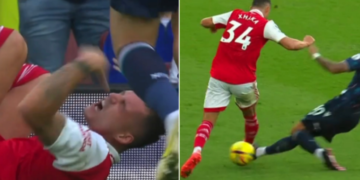 Momenti i ndërhyrjes së ashpër në Granit Xhakën nga futbollisti kundërshtar