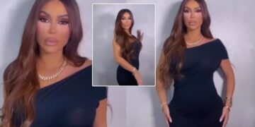 Fjolla Morina thekson linjat joshëse të trupit në fustan të zi