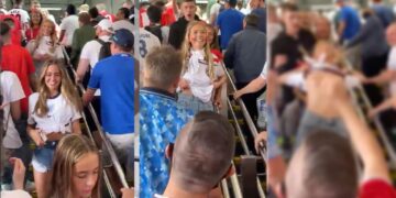 Tifozja e Anglisë lë “nam” në Katar, zbulon gjoksin tërësisht, rrezikon arrestimin