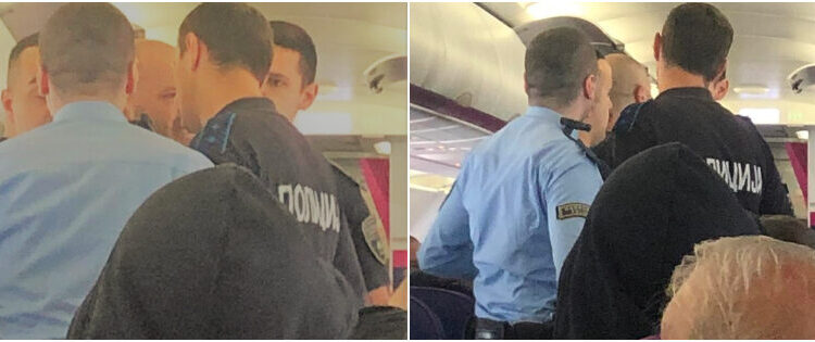 Kosovari zhveshët deri në bel dhe bërtet UÇK në aeroplan, arrestohet nga policia