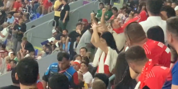 VIDEO: Sigurimi e largon nga stadiumi tifozen, pasi ajo e bëri shqiponjën me duar