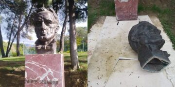 Shkatërrohet busti dhe varri i Mit’hat Frashërit, te Liqeni i Tiranës