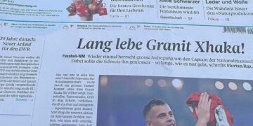Gazeta zvicerane, Sonntags Zeitung: Rrnoftë Granit Xhaka!