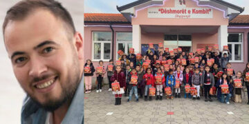 Aktori ndan dhurata për nxënësit e shkollës ku babai i tij dëshmor i kombit dha 27 vite mësim