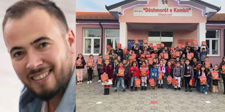 Aktori ndan dhurata për nxënësit e shkollës ku babai i tij dëshmor i kombit dha 27 vite mësim