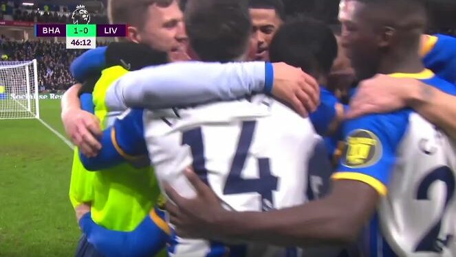 Liverpool pëson me fillim të pjesës së parë nga Brighton, gabim amator i mbrojtes së “The Reds”