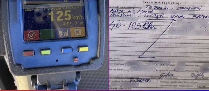 500 euro gjobë, konfiskim njëvjeçar të patentë shoferit dhe pikë negative për shoferin që voziti 125 në zonën 40
