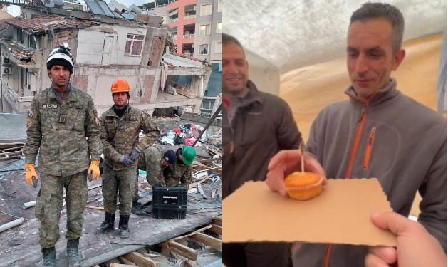 Ushtari i FSK-së feston ditëlindjen në rrënojat e tërmetit në Turqi