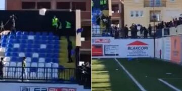 Tre tifozë dhe dy policë të lënduar, 21 persona të arrestuar