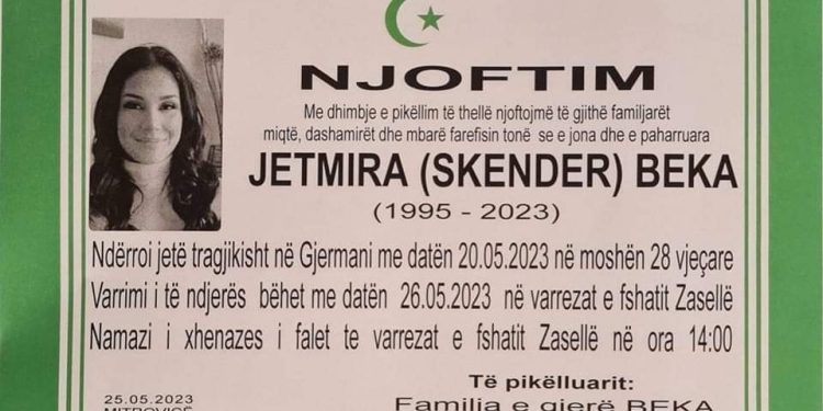 E dhimbshme: Nesër varroset mitrovicasja, Jetmira Beka, që u vra nga ish burri i saj në Gjermani