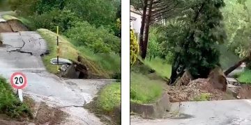 Pamje “apokaliptike” nga Italia, rrëshqitja e dheut merr me “vete” rrugën dhe gjysmën e kodrës