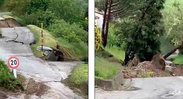 Pamje “apokaliptike” nga Italia, rrëshqitja e dheut merr me “vete” rrugën dhe gjysmën e kodrës