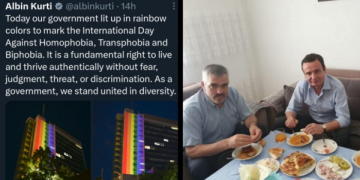 Ngjyrat e falmurit të LGBT-së në Qeveri, Nushi i PSD-së publikon foton e Kurtit me hoxhën Osman Musliu