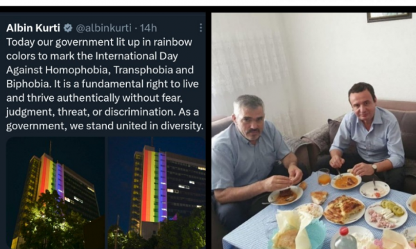 Ngjyrat e falmurit të LGBT-së në Qeveri, Nushi i PSD-së publikon foton e Kurtit me hoxhën Osman Musliu
