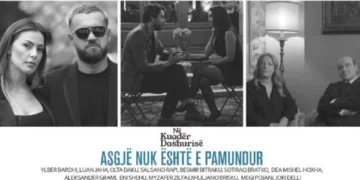 Ky është posteri i filmit “Në kuadër të dashurisë” ku luan Luiz Ejlli me Olta Gixharrin