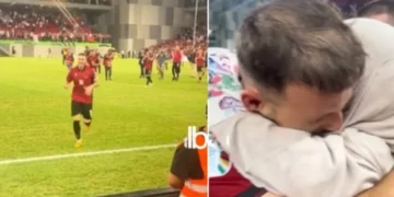 Prekëse: Ardian Ismajli sheh nënën në stadium dhe e puth me mall pas fitores
