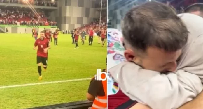 Prekëse: Ardian Ismajli sheh nënën në stadium dhe e puth me mall pas fitores