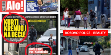Fëmija me top, polici gishtin te këmbëza”, mediat në Serbi nisin propagandën me fotografi nga situata në veri