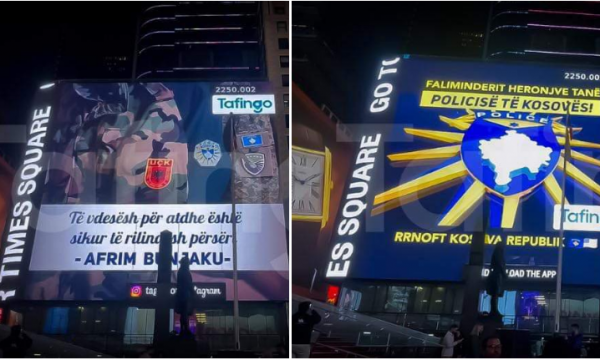 Billboarda falënderues për Policinë e Kosovës shfaqën në zemër të New York-ut