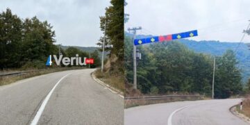 FOTO/Policia e Kosovës largon flamujt e vendosur në rrugë afër Zubin Potokut, nga kush u dha urdhëri?