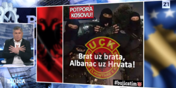 Gazetari kroat e bën shqiponjën dhe përshendet njësitë speciale, krerët e UÇK-së dhe Kurtin