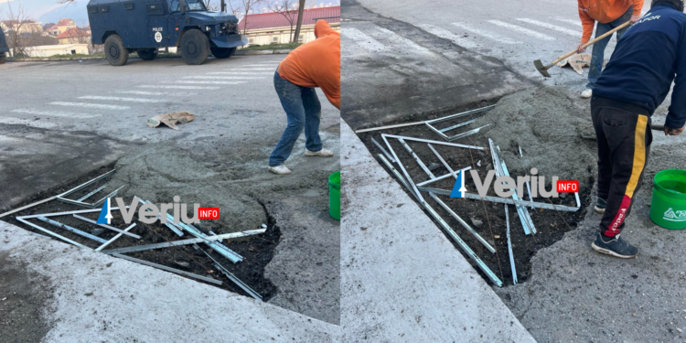 Punime “shkel e shko” në kampin e Njësive Speciale në Mitrovicë, në vend armaturës gropat mbyllen me ‘shina’ të knaufit (Foto)