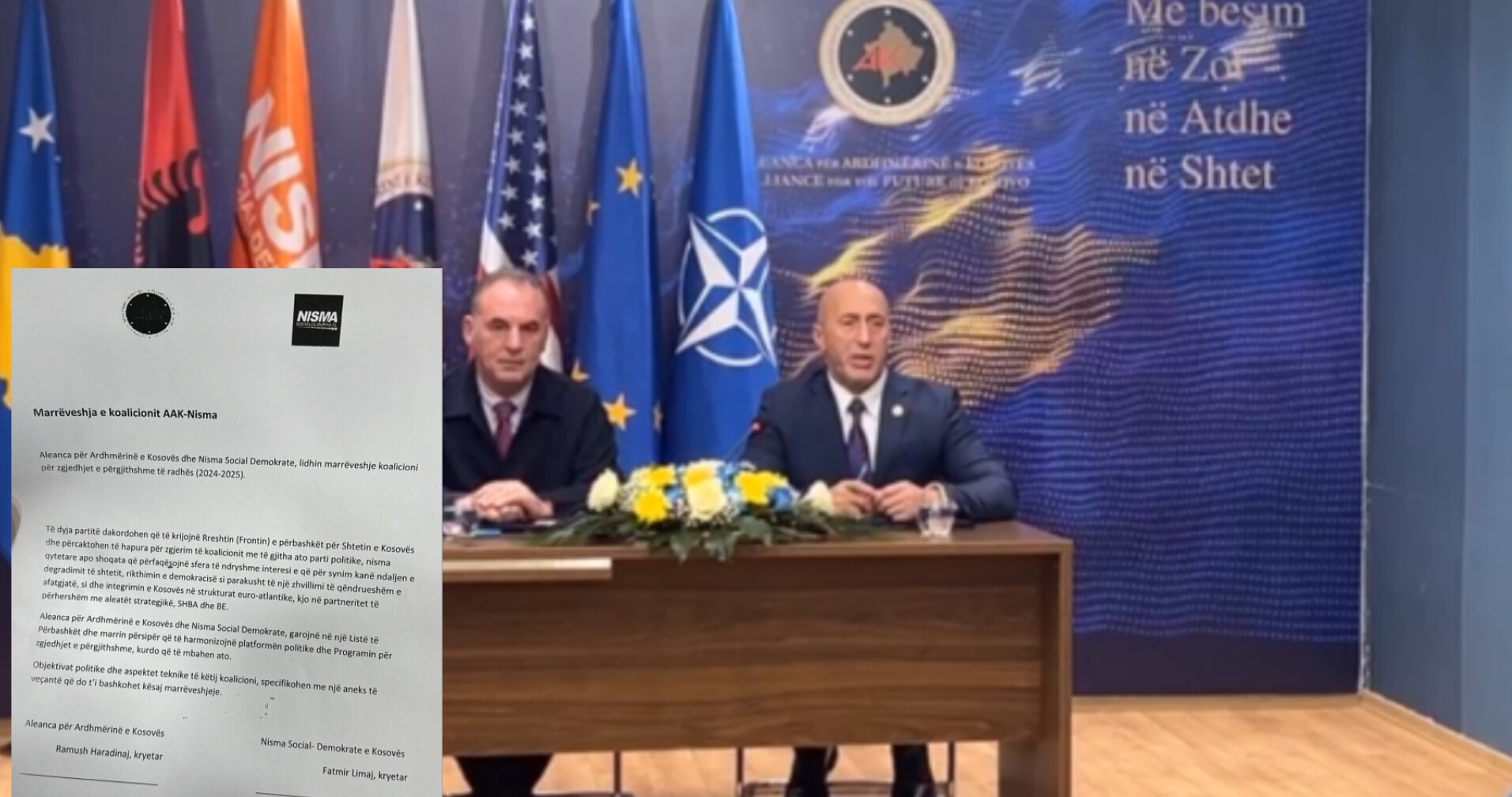 AAK-ja dhe Nisma zyrtarizojnë koalicionin parazgjedhor, kjo është marrëveshja (Dokument)