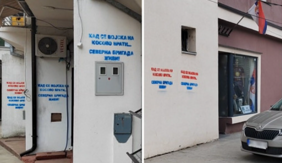 “Kur të kthehet ushtria në Kosovë… jeton Brigada e Veriut”, serbët vendosin sërish grafite në veri