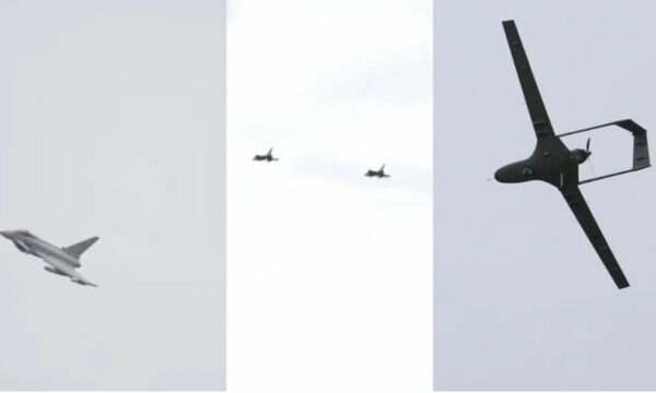 Baza ajrore e NATO-s, gjashtë avionë EuroFighter F-2000 bëjnë show në qiellin e Kuçovës