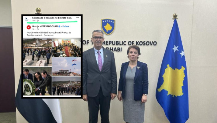 Ambasada e Kosovës në Emiratet e Bashkuara Arabe shpërndan postimin e Vetëvendosjes