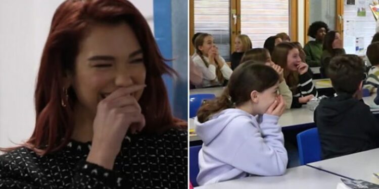 Dua Lipa befason fëmijët e klasës së gjashtë, kthehet në shkollën e saj fillore në Londër për një vizitë