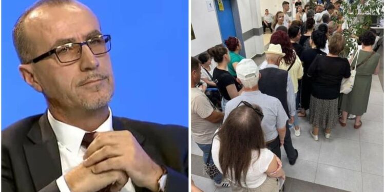 Qytetarët presin në radhë për t’u kontrolluar në QKUK në vapë të madhe, Haxhiu: Ky realitet për Kurtin është si në Zvicër