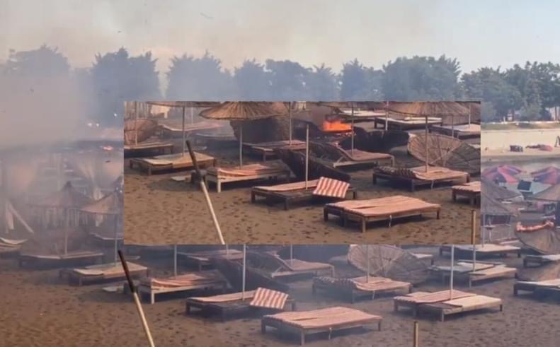 Situatë kaotike në Shëngjin/ Zjarri përfshinë edhe shezllonet (VIDEO)