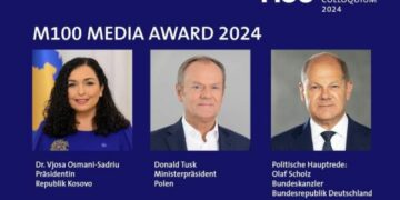 Osmanit do t’i jepet çmimi M100 Media Award në prani të Olaf Scholz, ambasadori gjerman e uron